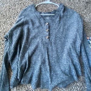 Waffle Button Front Sweater